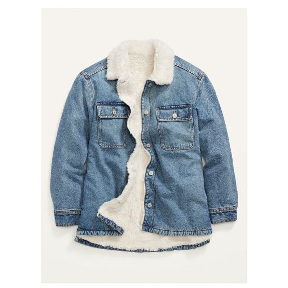 Old Navy Cozy Sherpa Lined Jean Denim Shacket XXL - Picture 3 of 12
